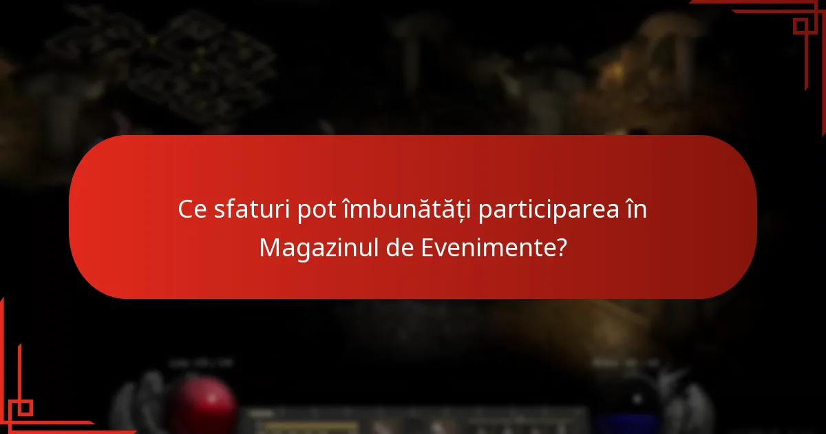 Ce sfaturi pot îmbunătăți participarea în Magazinul de Evenimente?